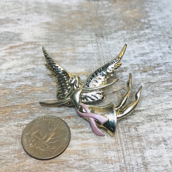 Breast Cancer Angel Pin Brooch - Picture 5 of 5